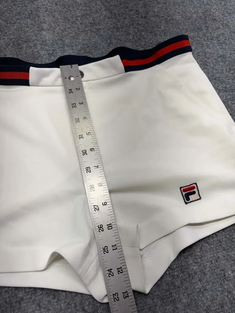 Fila Vintage Bjorn Borg Style Tennis Shorts White-Blk-Red-size 40-made in Italy